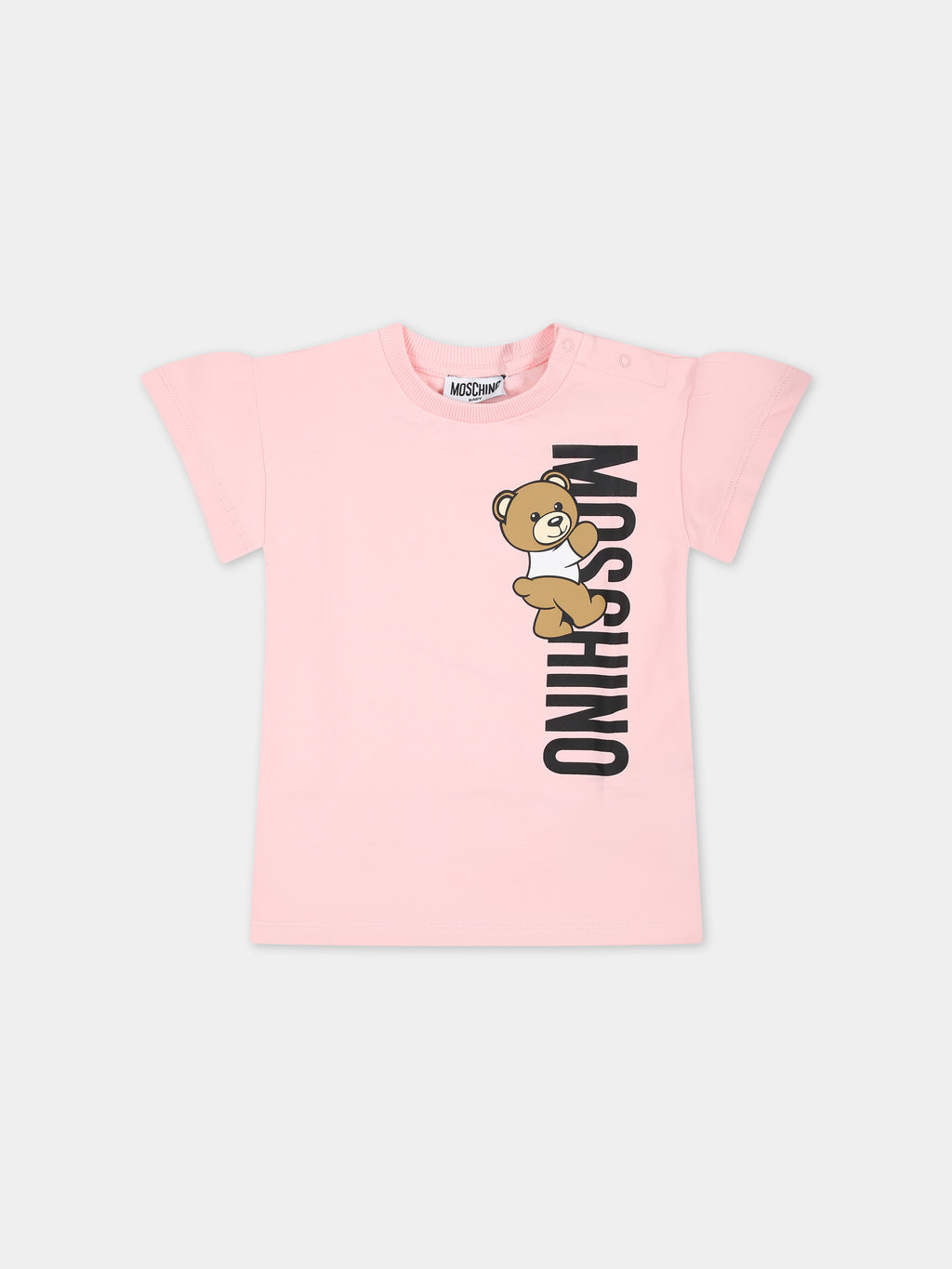 Pink dress for baby girl with Teddy Bear and logo