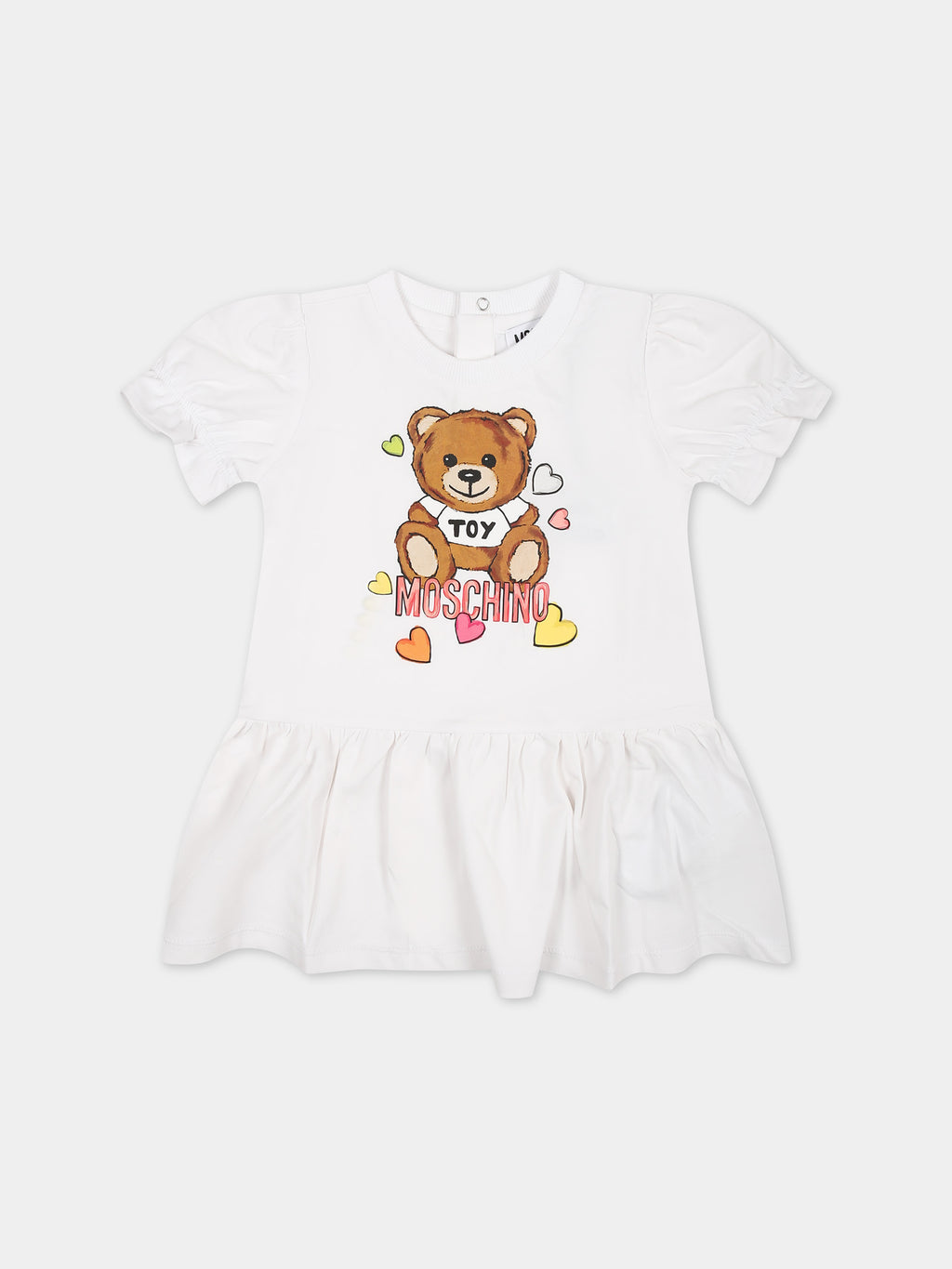 Vestito bianco per neonata con stampa Teddy Bear