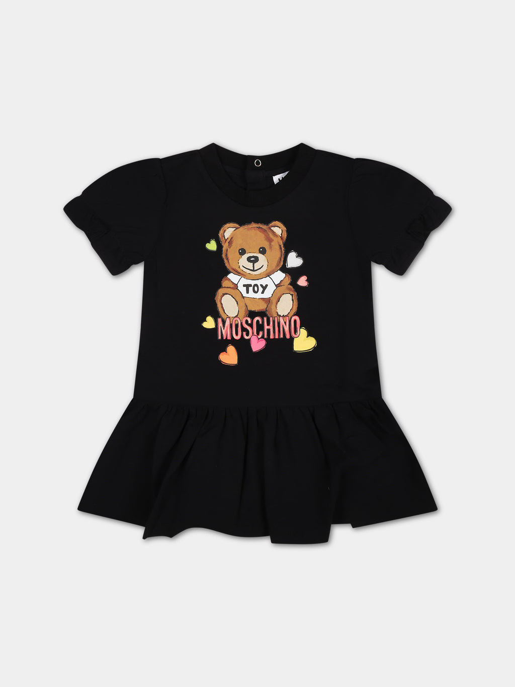 Vestito nero per neonata con stampa Teddy Bear