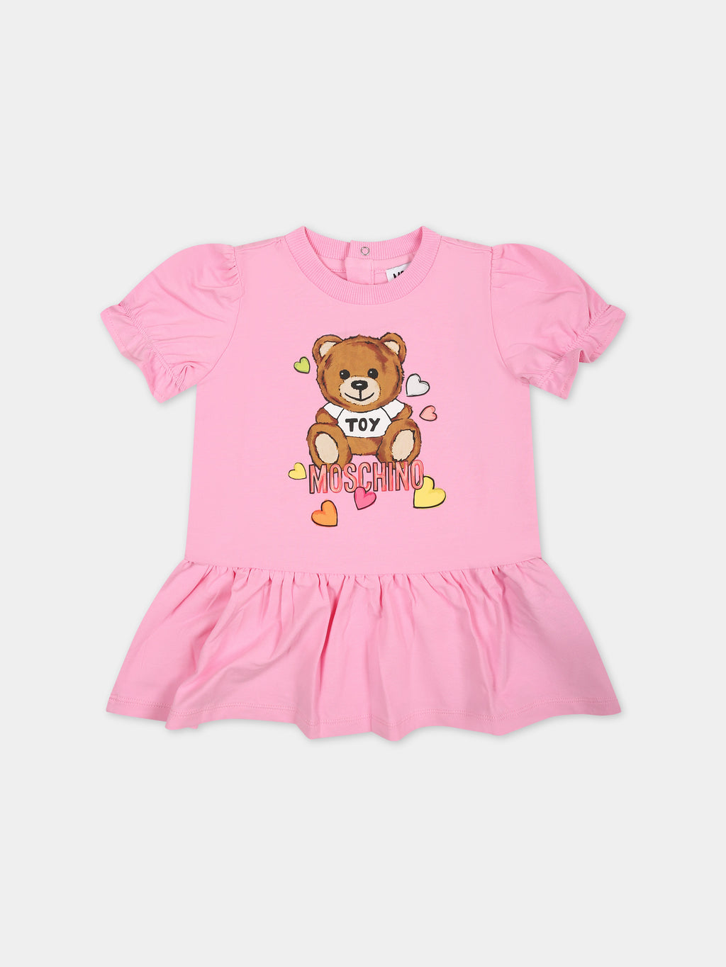 Vestito rosa per neonata con stampa Teddy Bear