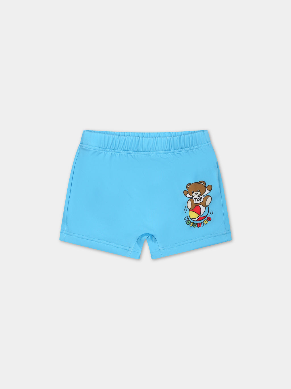 Boxer mare celeste per neonato con Teddy bear e logo multicolor