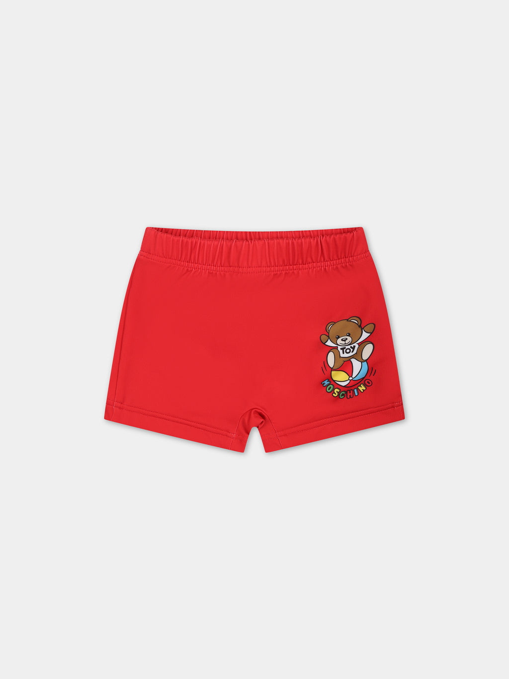 Short de bain rouge pour bébé garçon avec Teddy Bear et logo multicolore