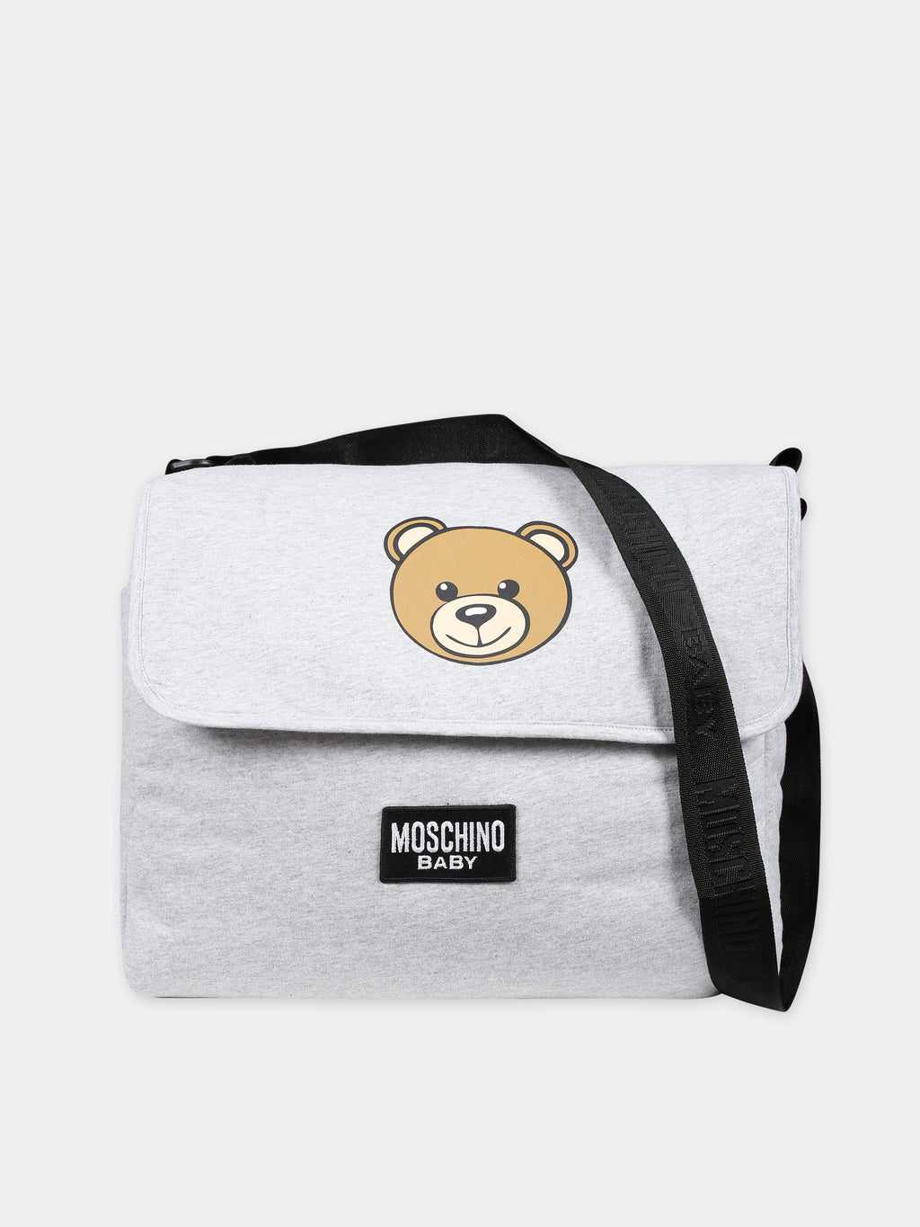 Borsa mamma grigia per neonati con Teddy Bear e logo