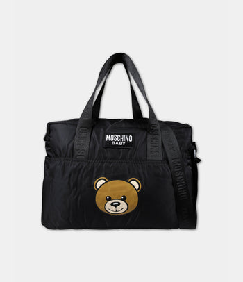 ▷ Borsa mamma nera per neonati con Teddy bear e logo Moschino Kids