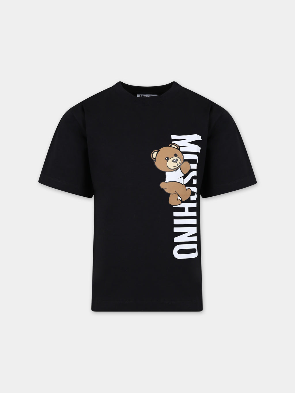 T-shirt nera per bambini con Teddy Bear e logo