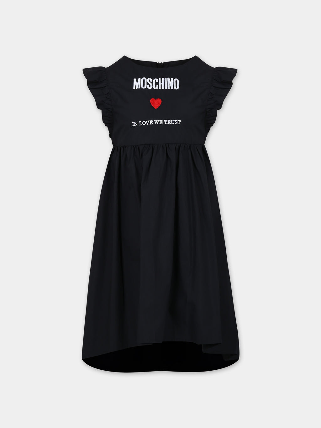 Black dress for girl with logo and heart