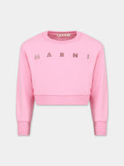 Felpa rosa per bambina con logo,Marni Kids,M01100 M00SF MS117F 0M340