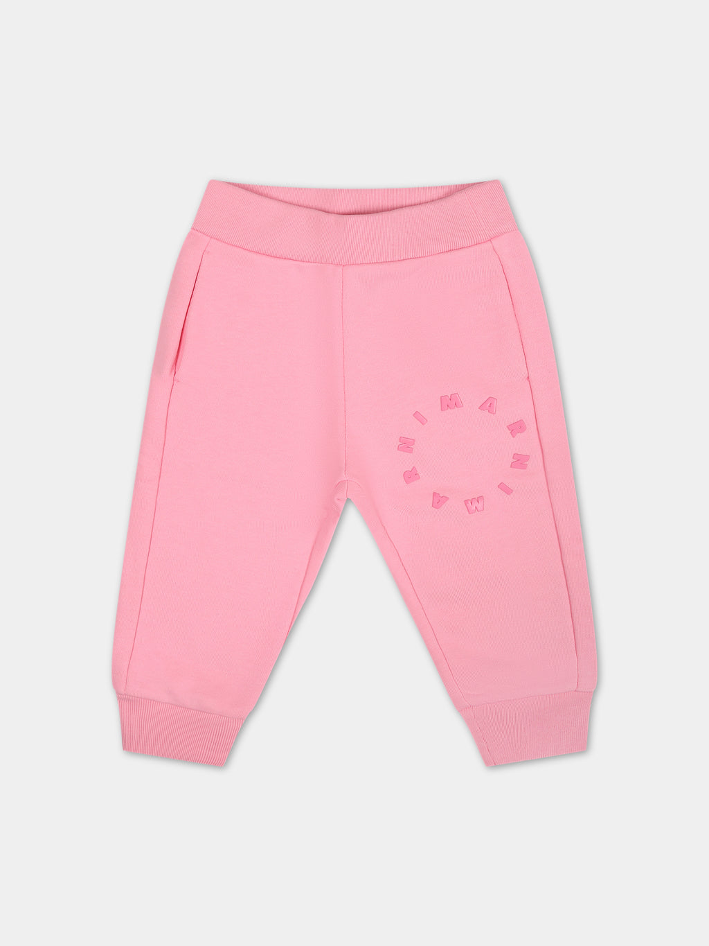 Pink trousers for baby girl with logo