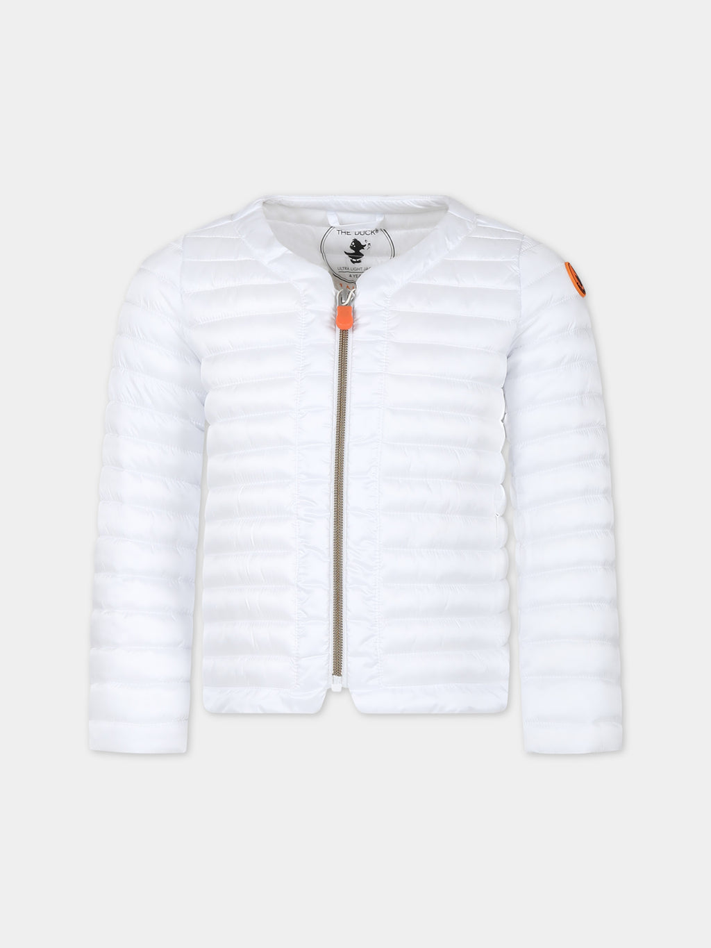White Vela down jacket for girl with logo