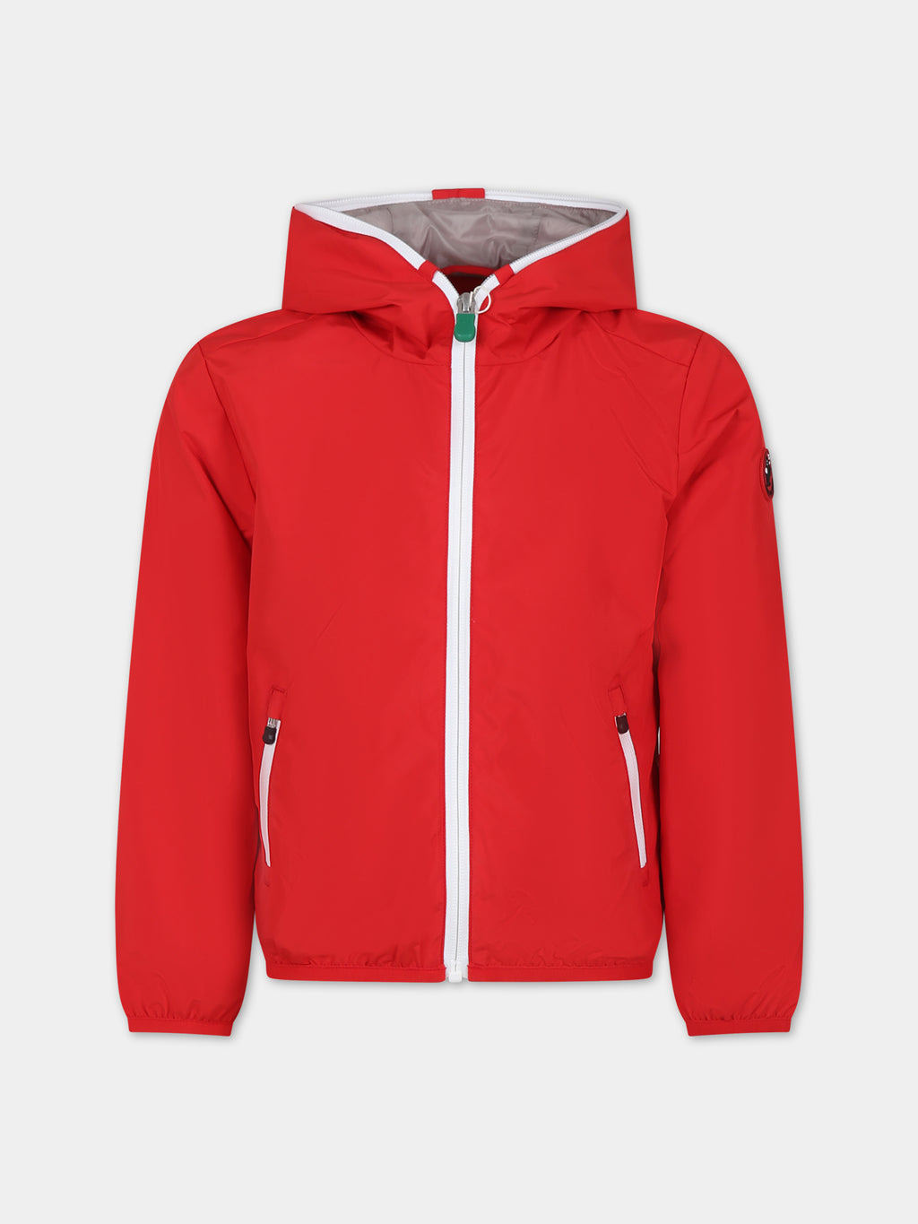 Veste coupe vent Noel rouge pour garçon avec logo