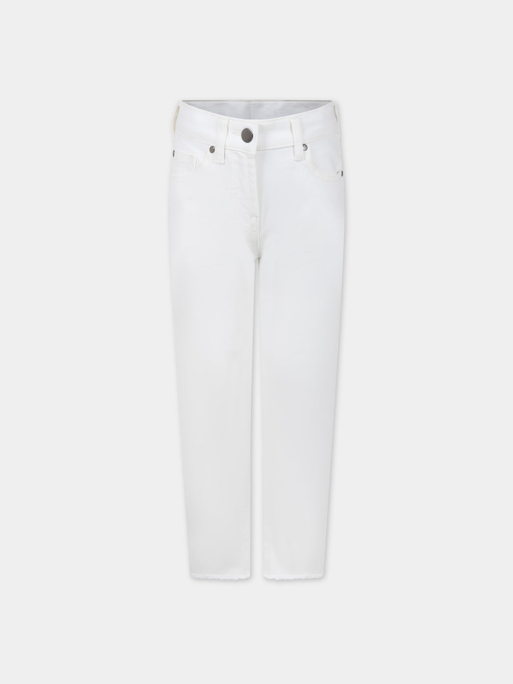 White denim jeans for girl with logo