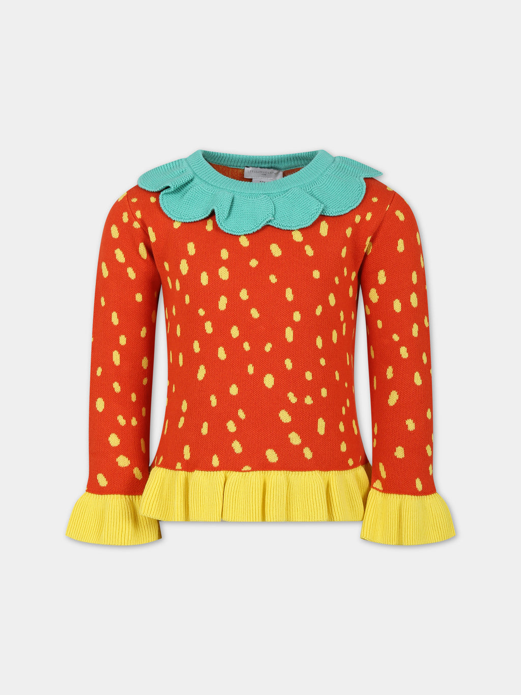 Red sweater for girl with all-over print
