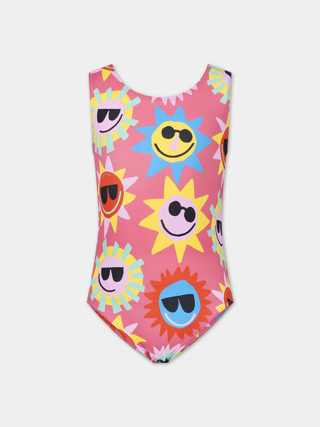 Maillot de bain une pièce rose pour fille à motif multicolore all-over