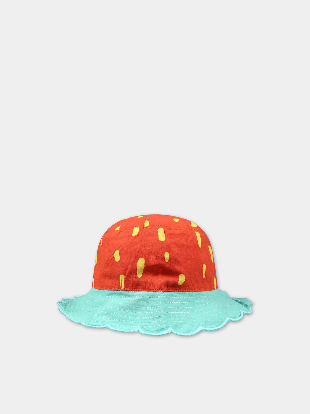 Red cloche for baby girl with all-over yellow print