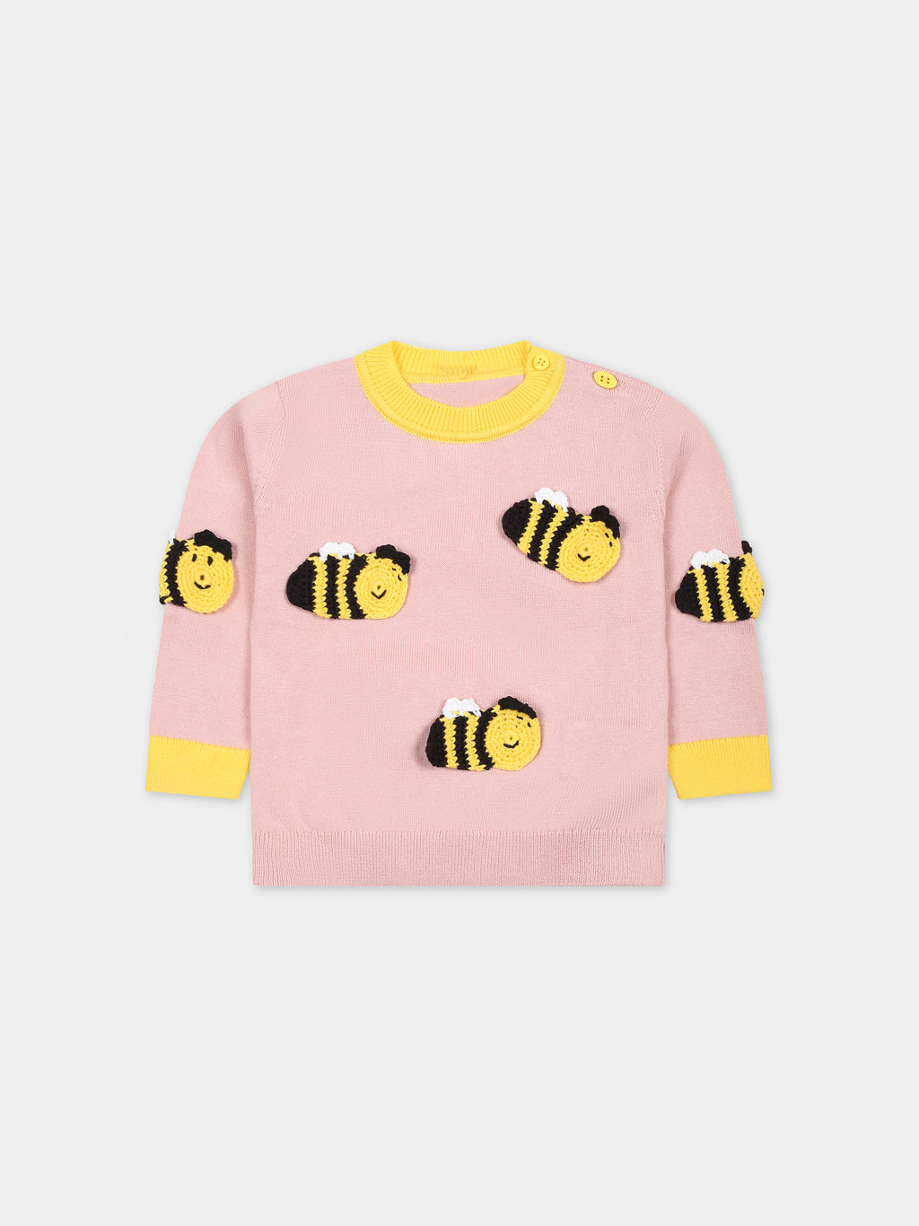 Pink sweater for baby girl with bees