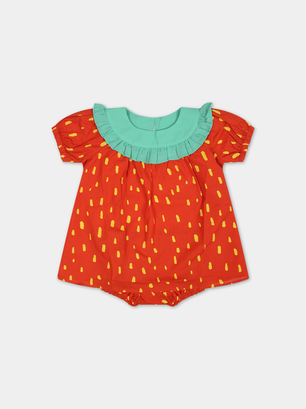 Red dress for baby girl with all-over print