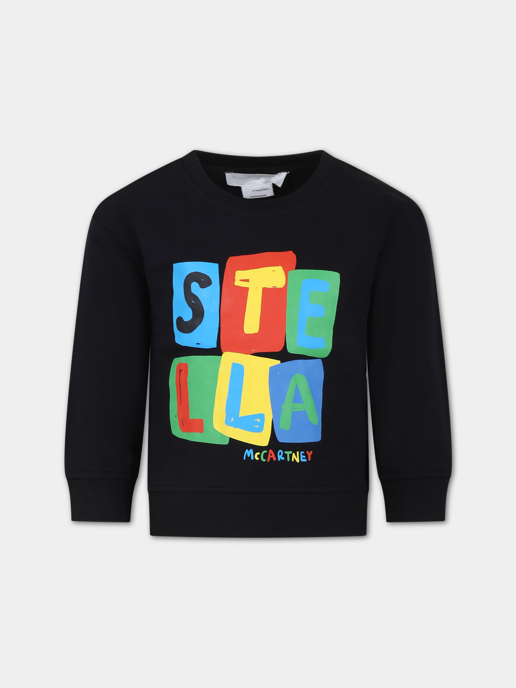 Black sweatshirt for boy with multicolor print