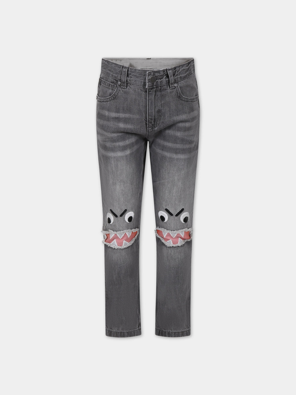Jeans grigio per bambino con squalo