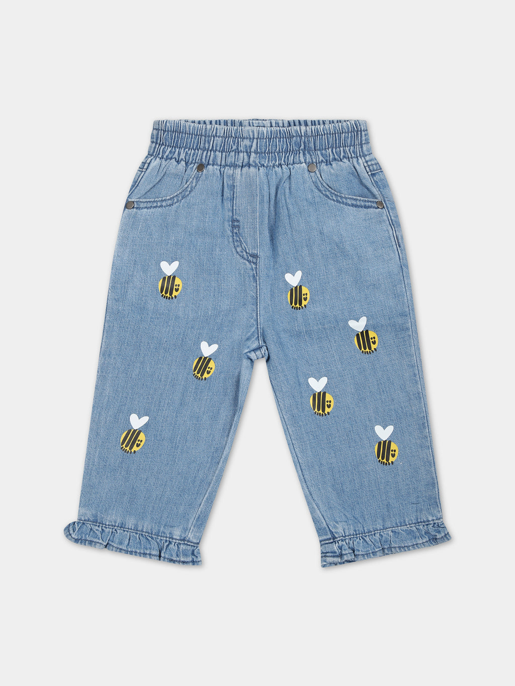 Jeans blu per neonata con api
