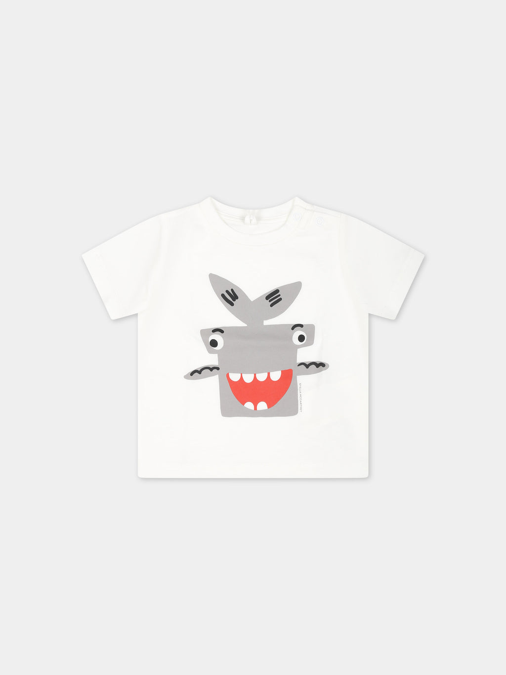 T-shirt bianca per neonato con squalo martello