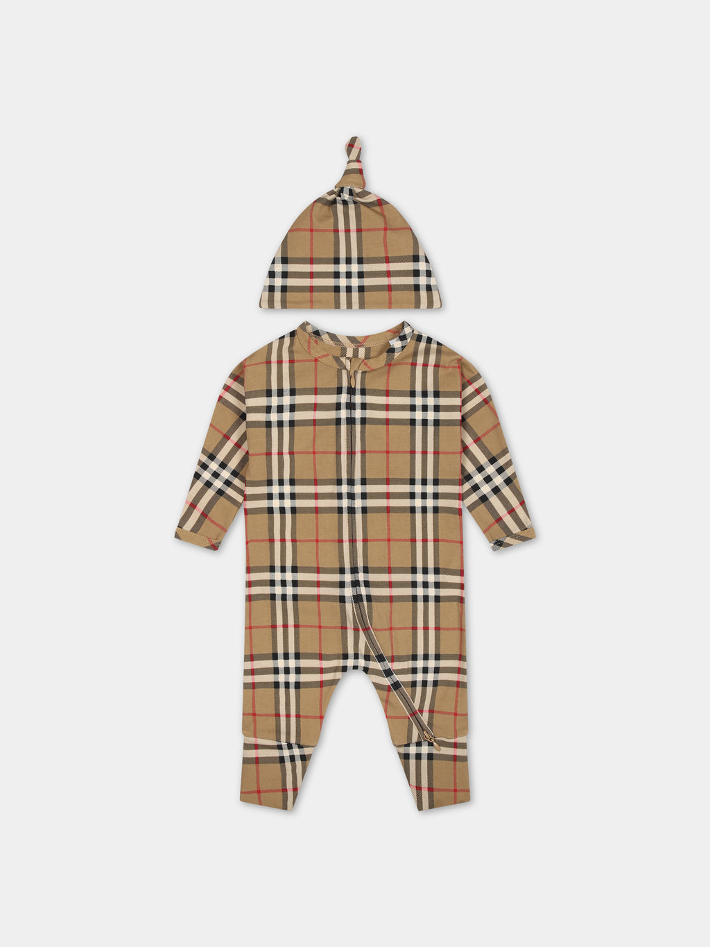 Beige set for babykids with vintage check