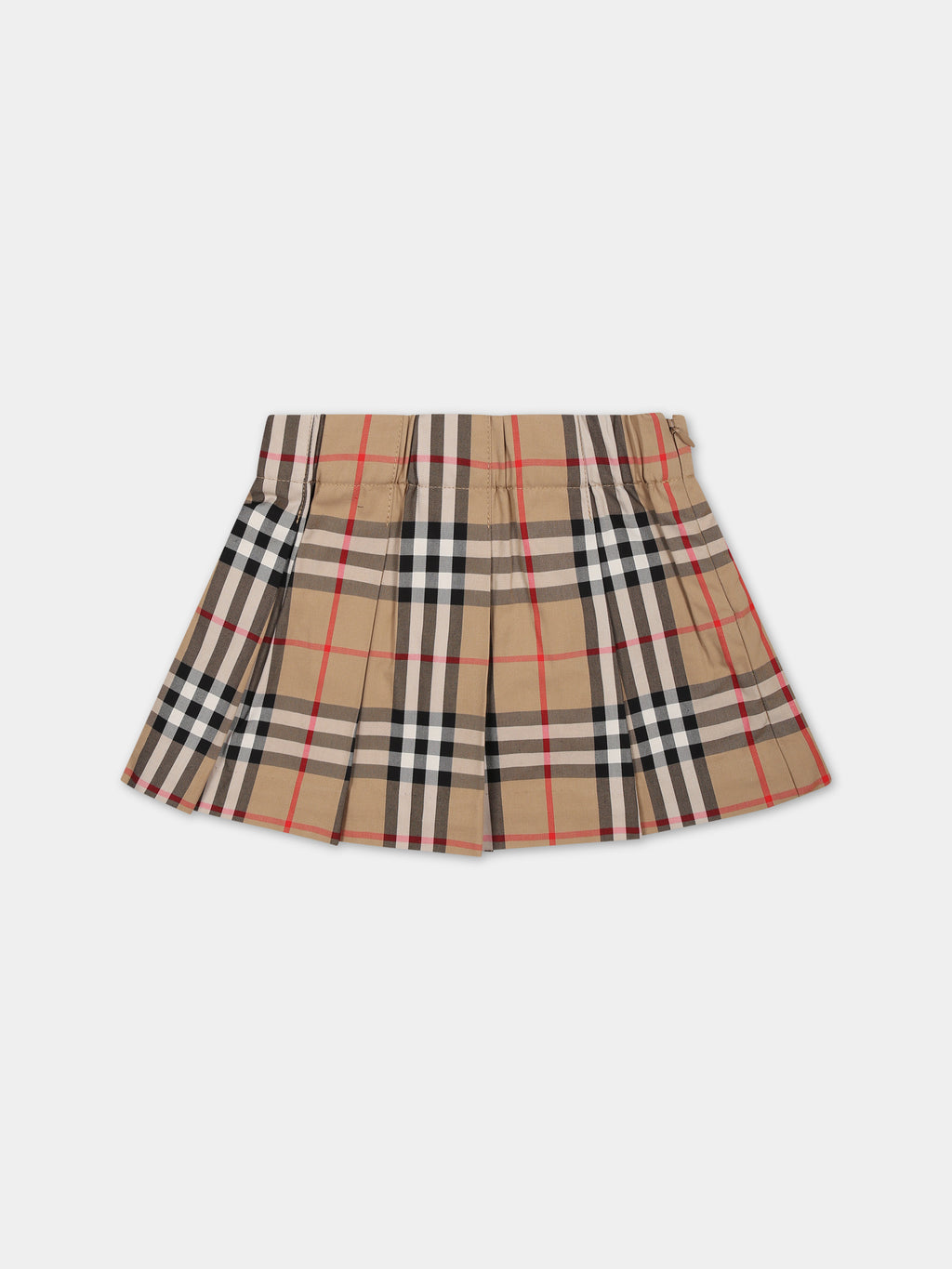 Beige skirt for baby girl with iconic all-over vintage check