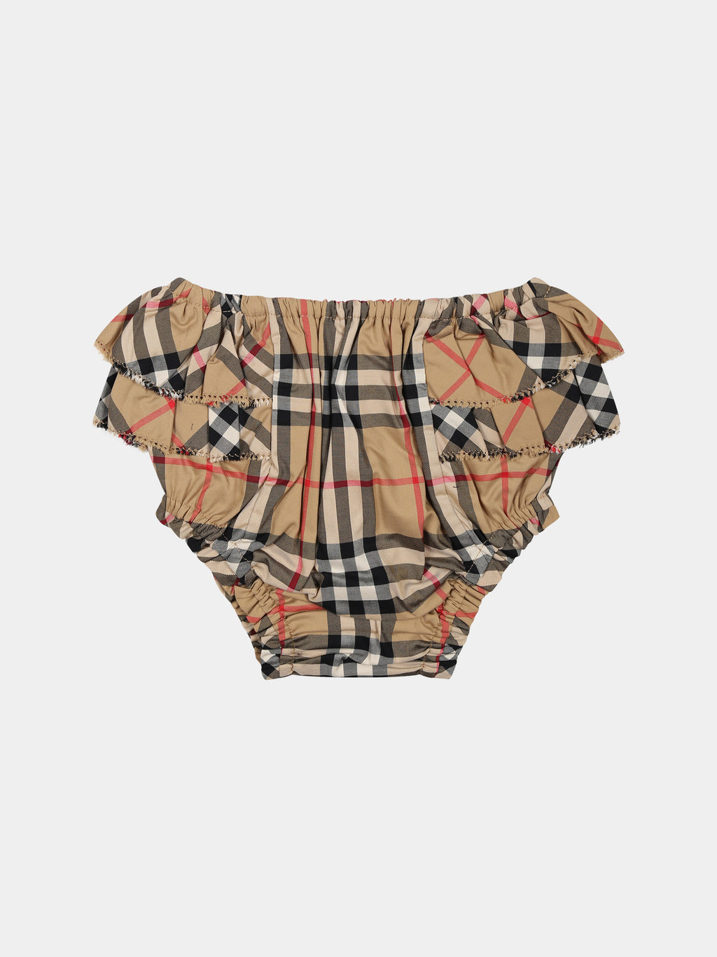 Beige shorts for baby girl with iconic all-over vintage check