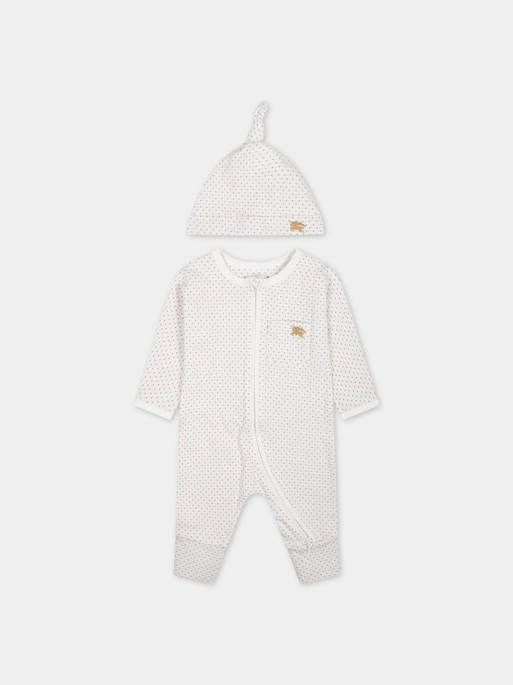 Ensemble blanc pour bébé à pois et logo