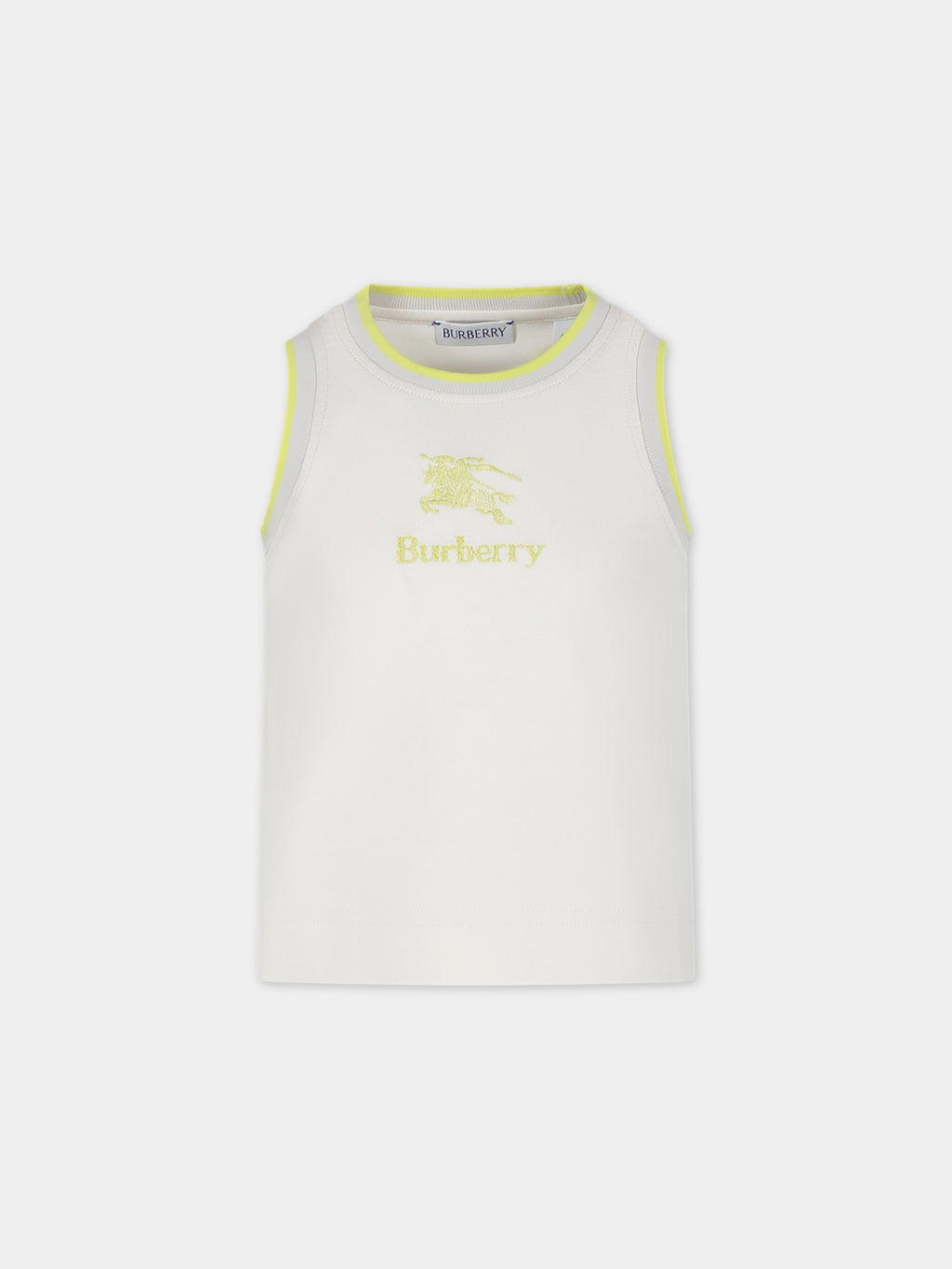 Ivory tank top for girl with logo and  equestrian knight