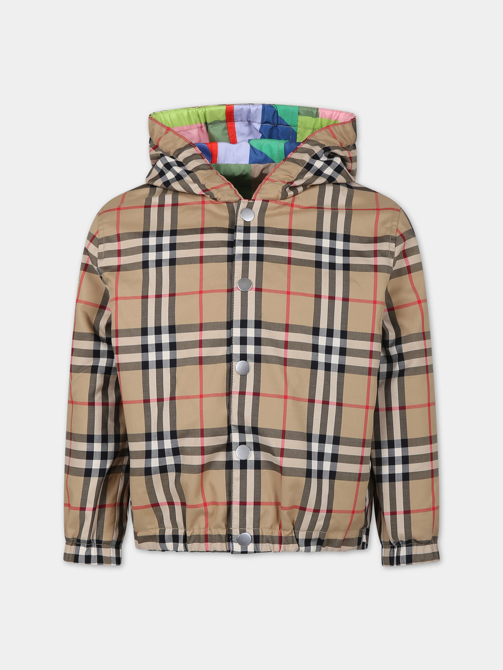 Veste beige pour garçon avec motif vintage check iconique