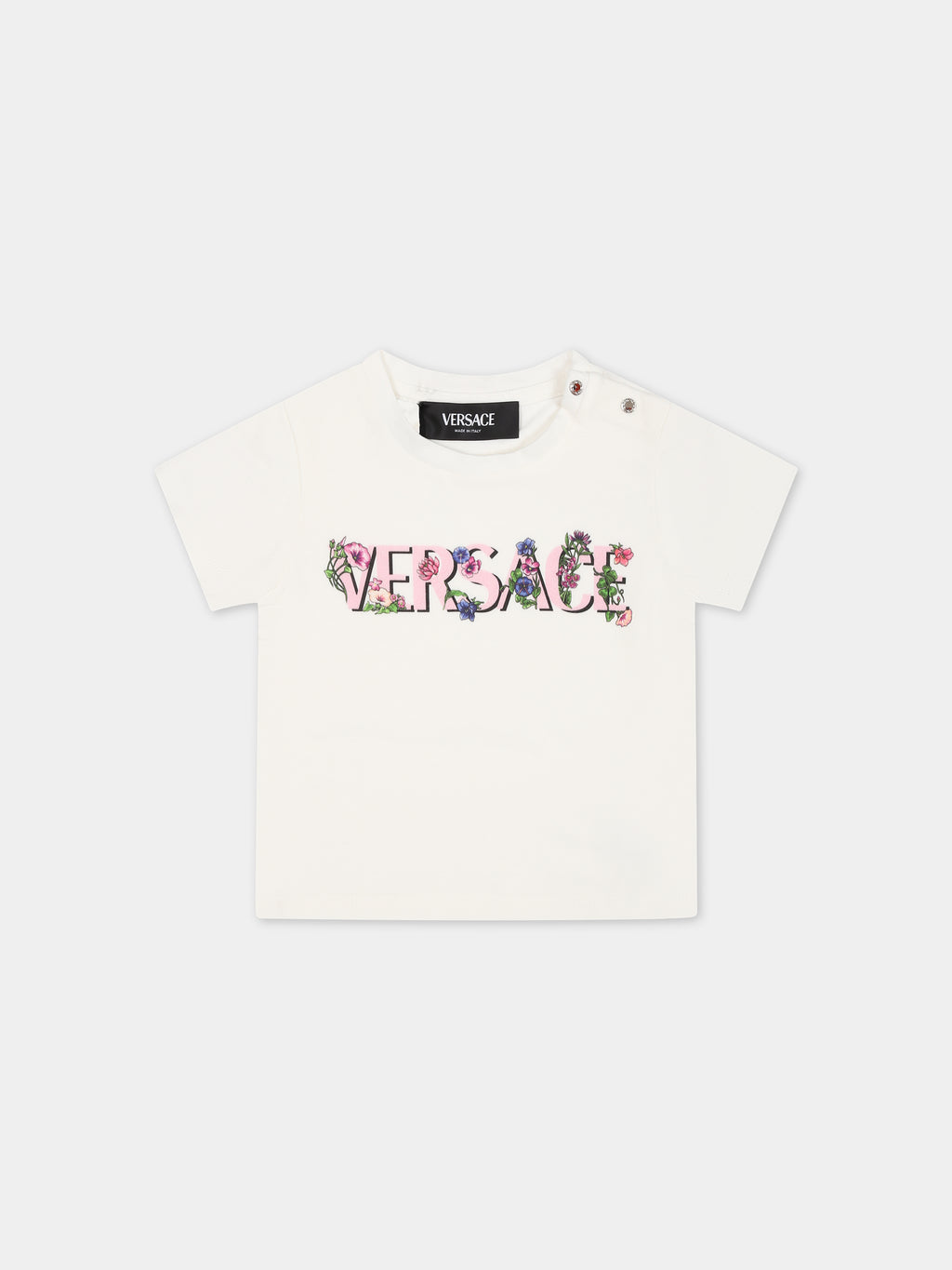 White t-shirt for baby girl with logo