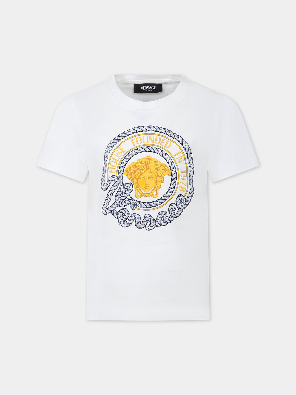 White t-shirt for boy with anchor print