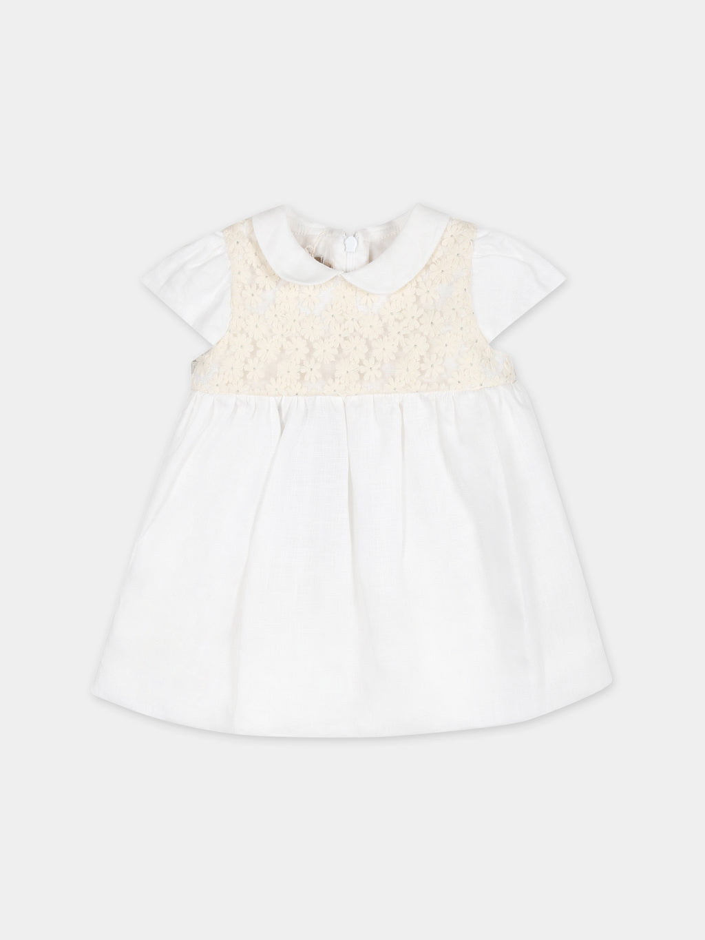 White dress for baby girl with little flowers