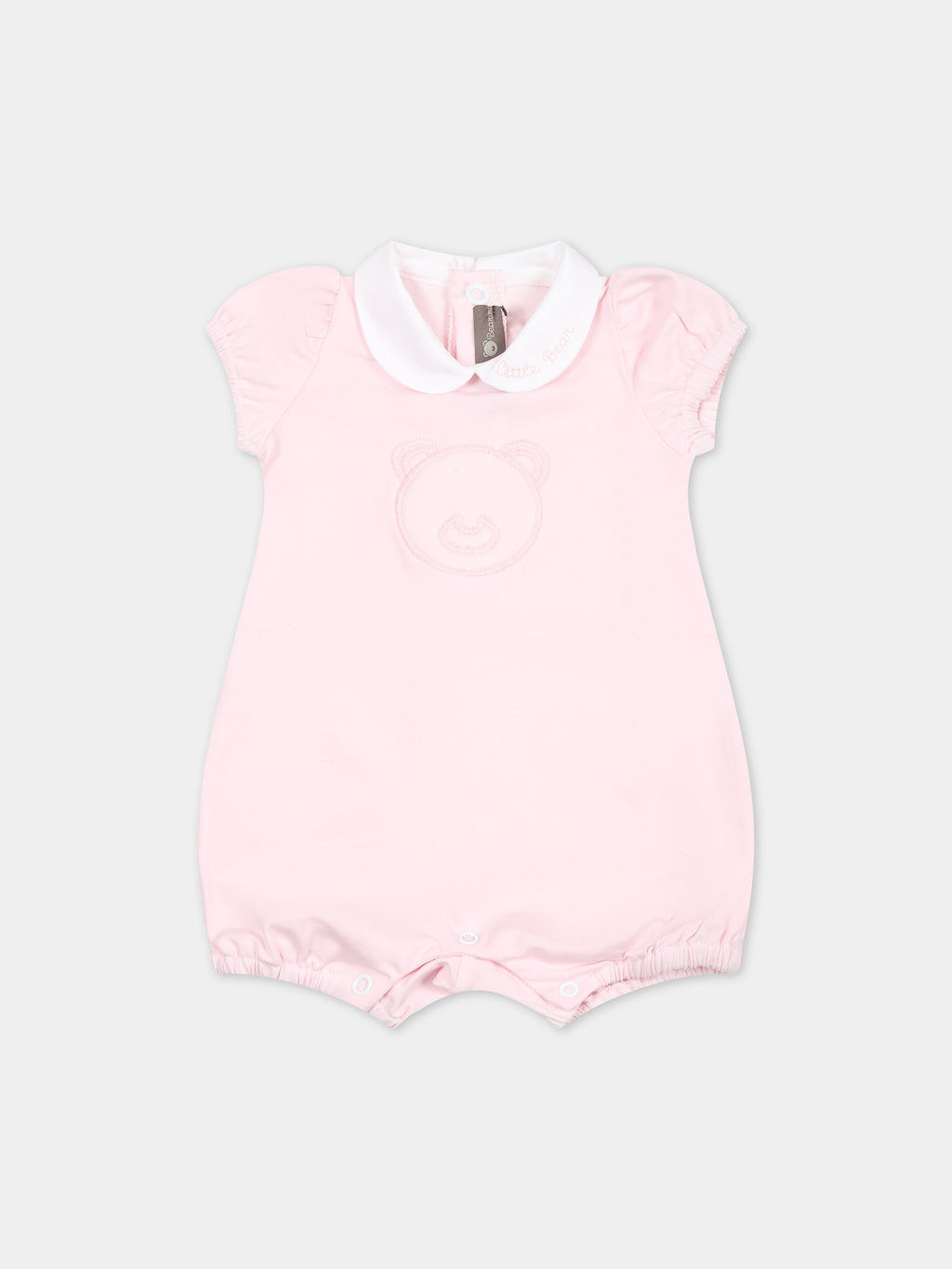 Pink romper for baby girl with bear