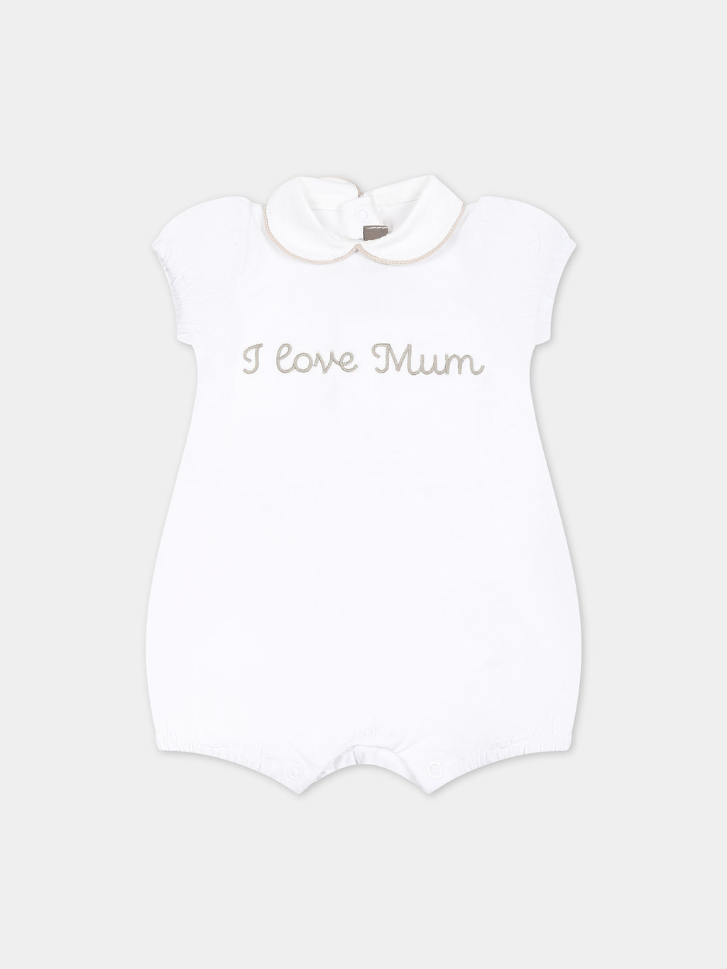 White romper for babykids with writing