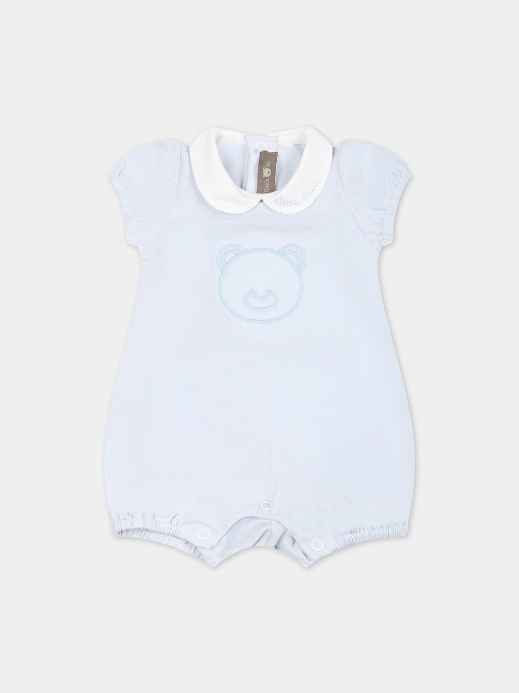 Light blue romper for baby boy with bear