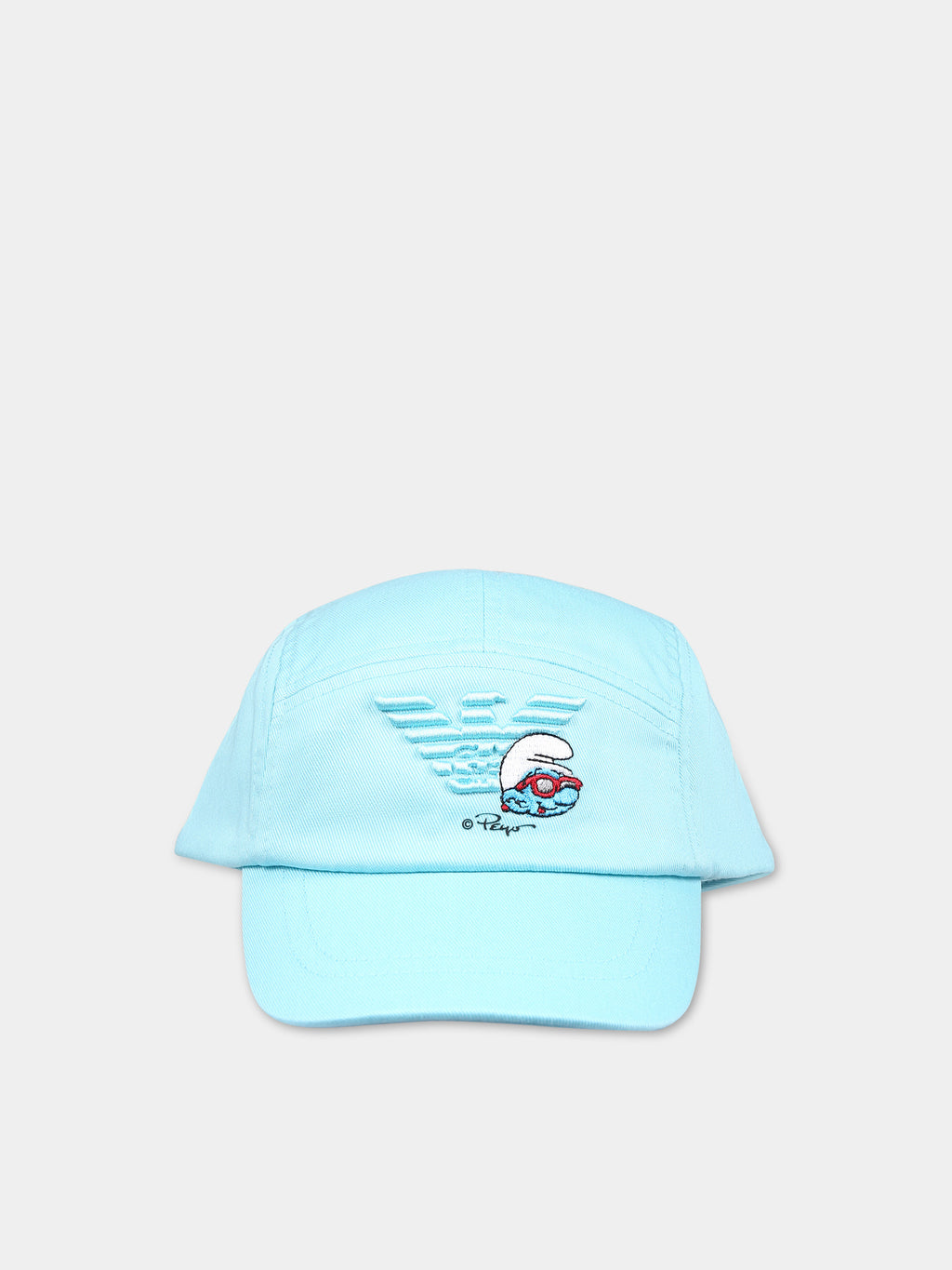 Sky blue hat with visor for boy with The Smurfs