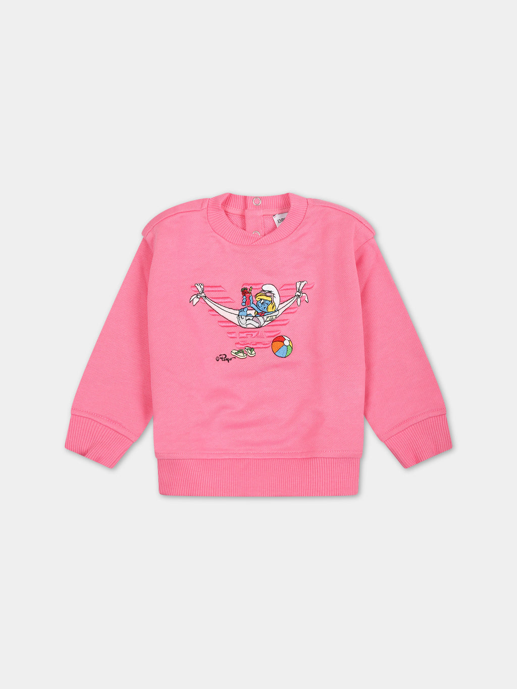 Pink sweatshirt for baby girl with The Smurfs