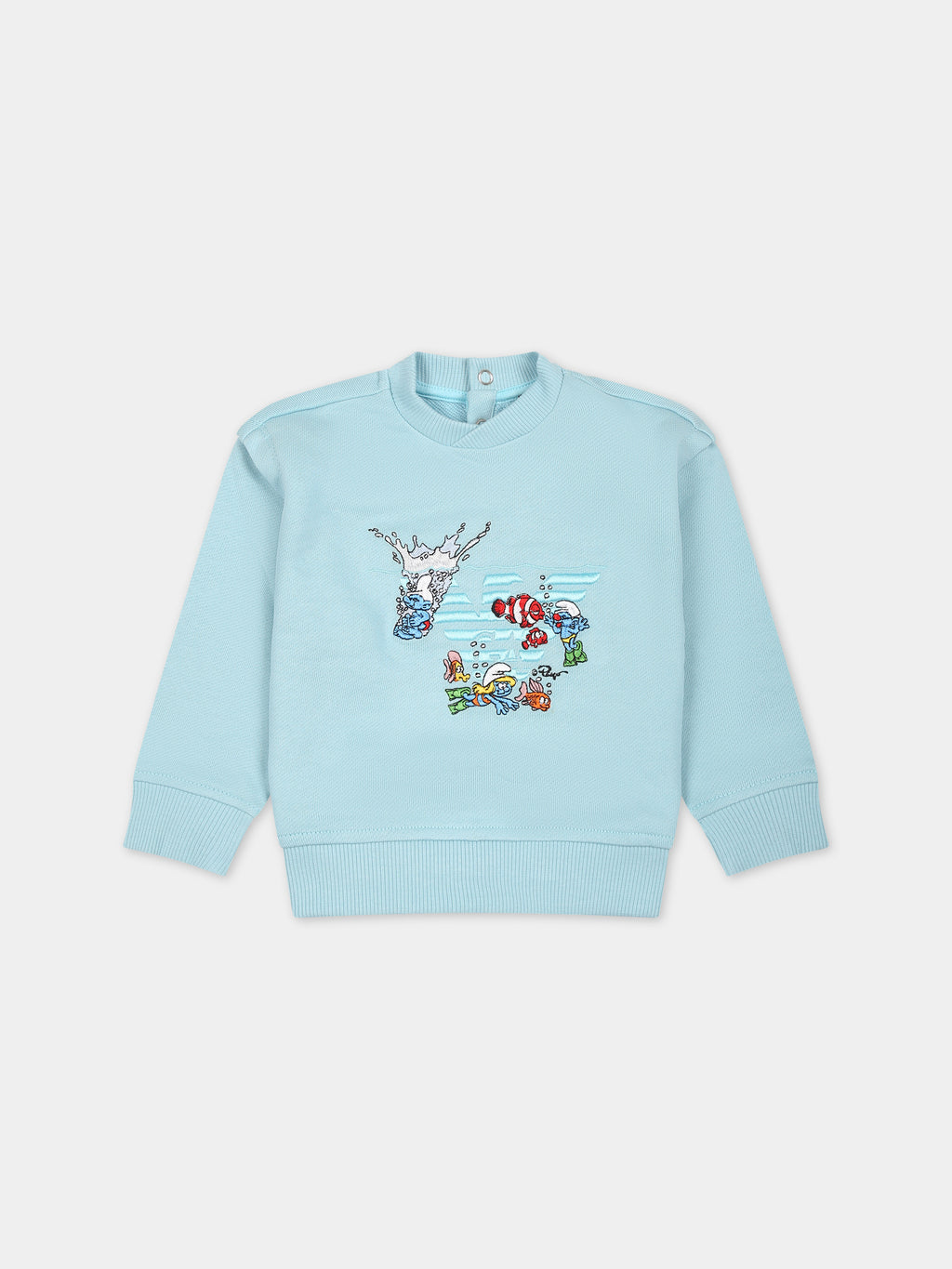Light blue sweatshirt for baby boy with The Smurfs