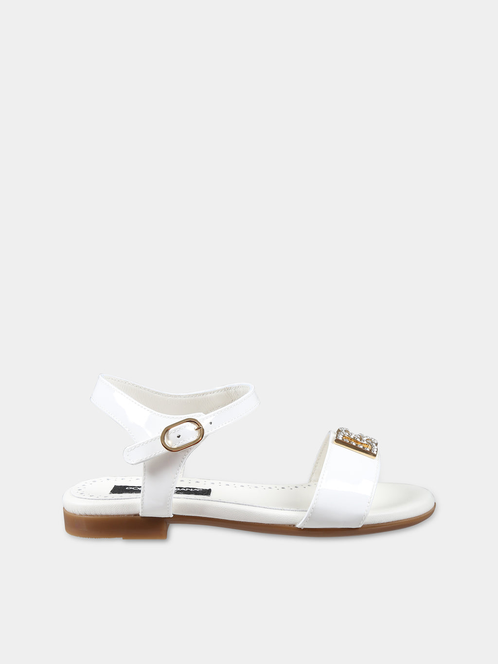 White sandals for girl with monogram