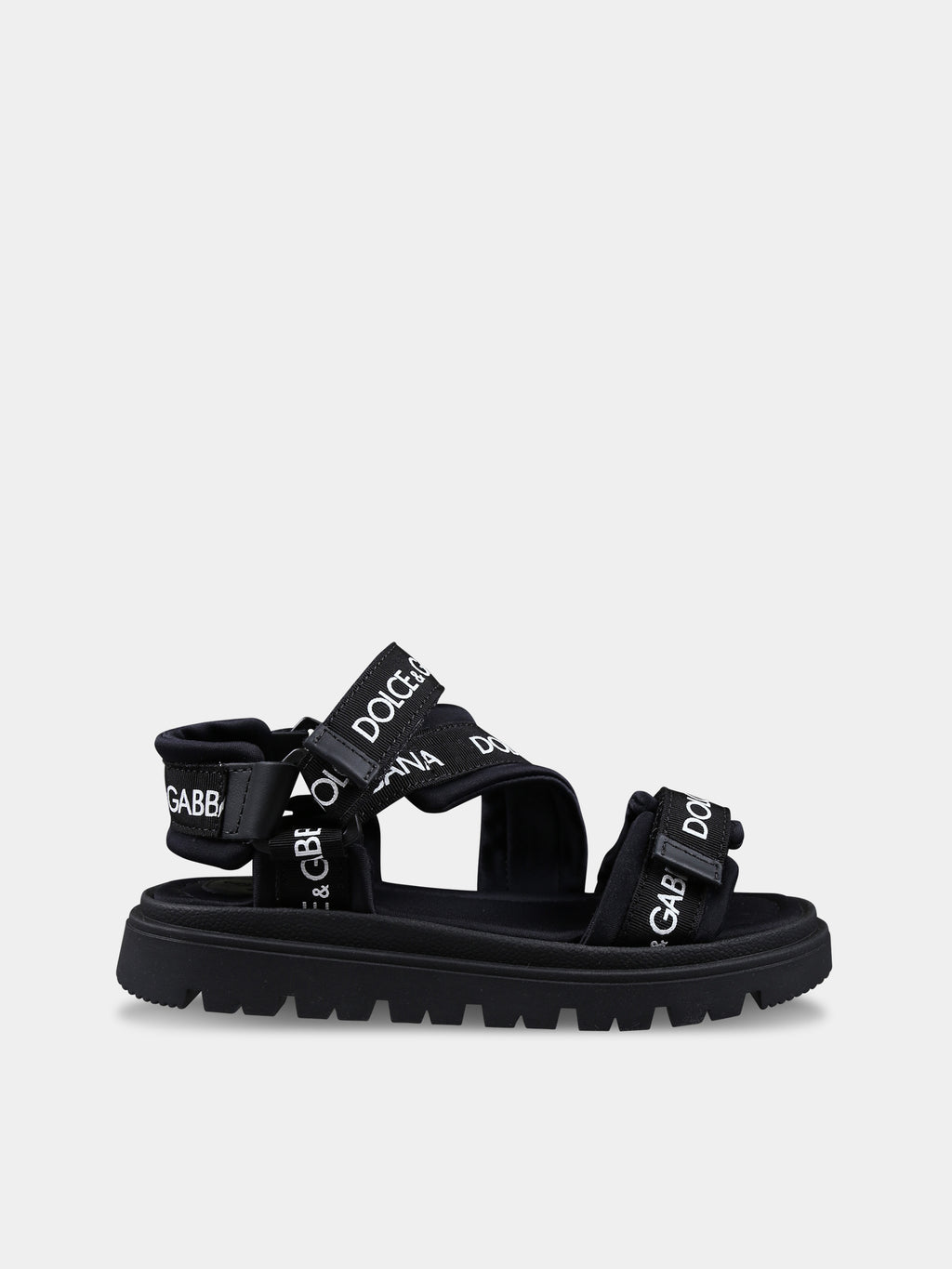 Black sandals for kids with logo