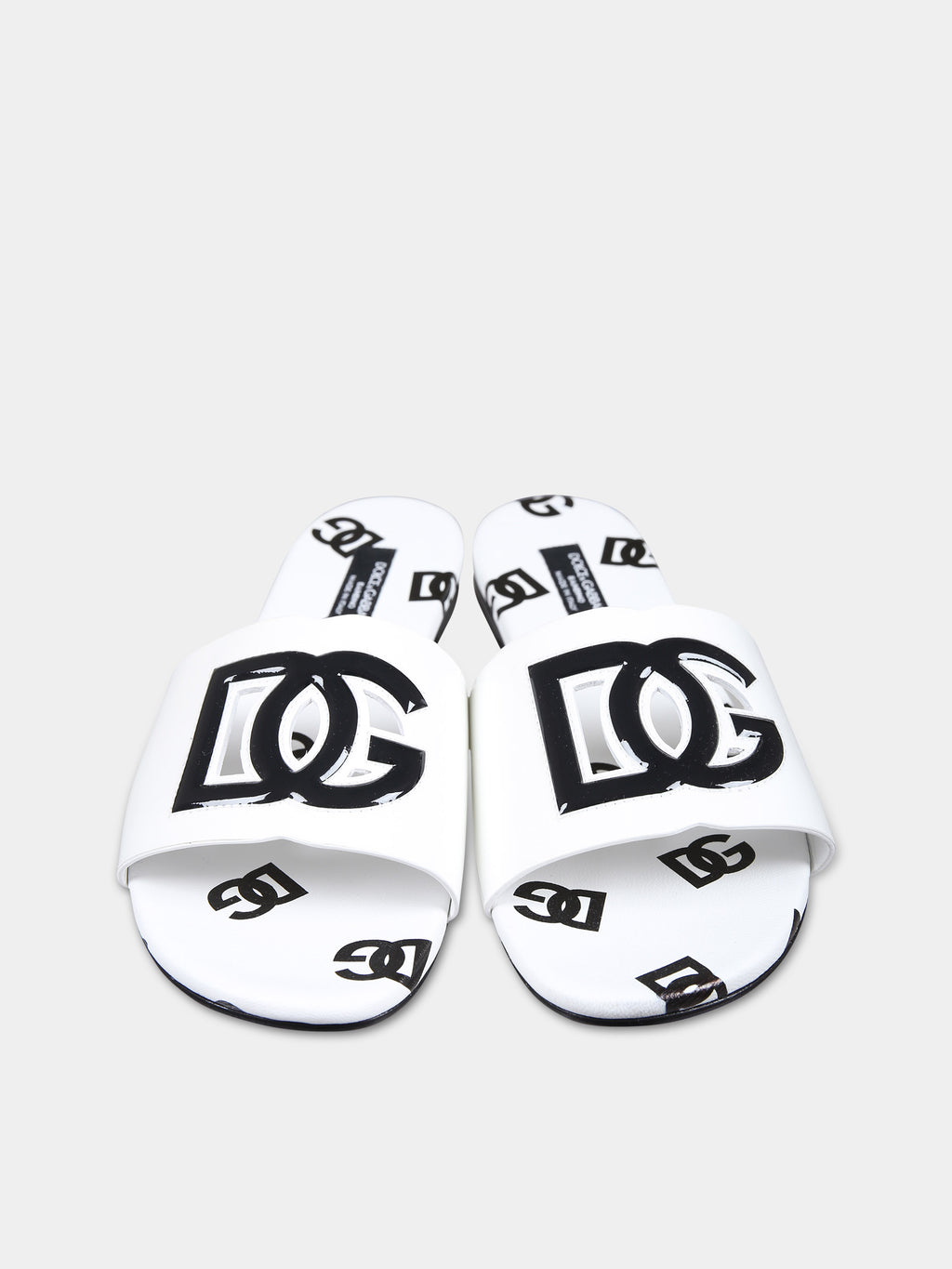 White slippers for girl with logo