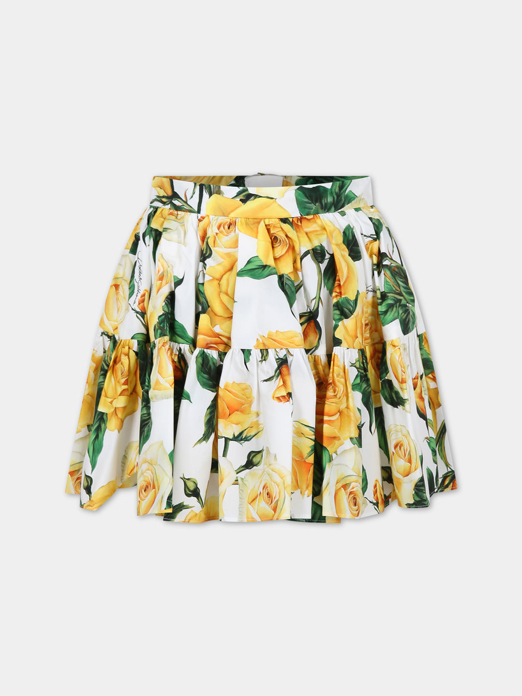 White elegant skirt for girl with flowering pattern