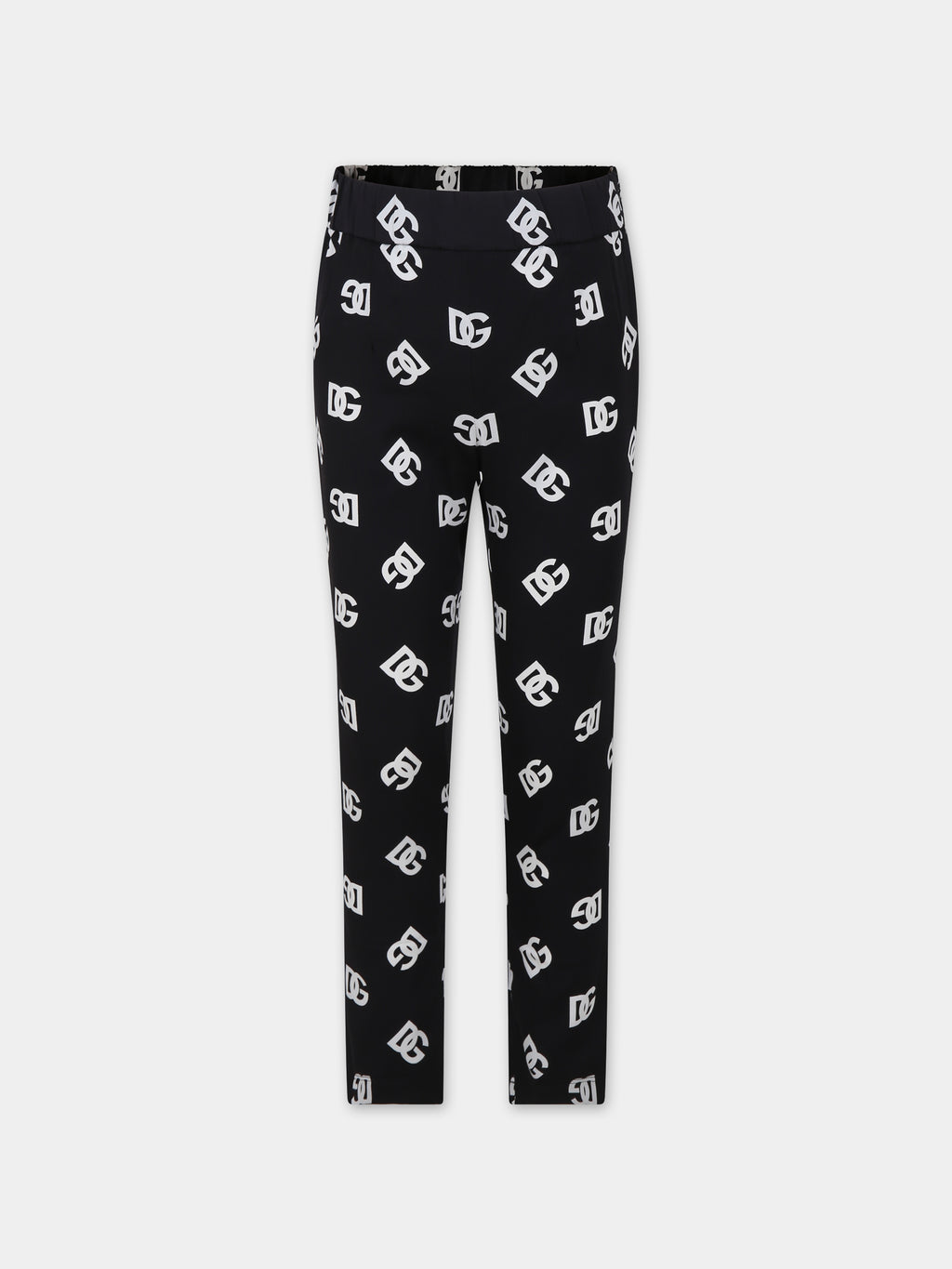 Black trousers for girl with iconic monogram
