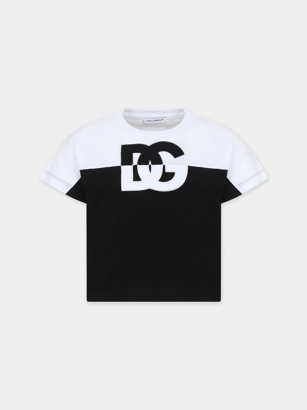 T-shirt noir pour fille avec monogramme emblématique