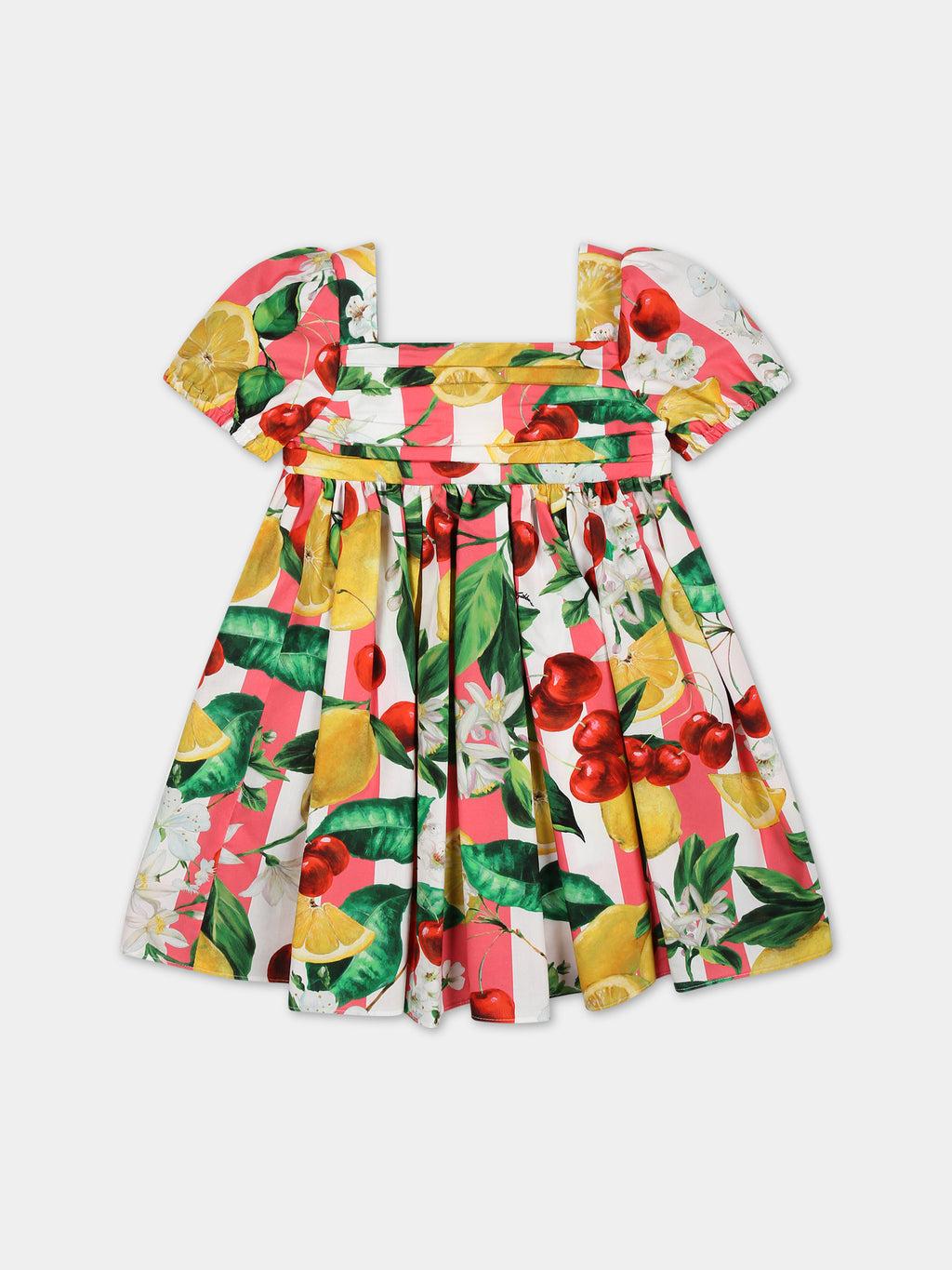 Robe multicolore pour bébé fille avec fleurs et fruits all-over