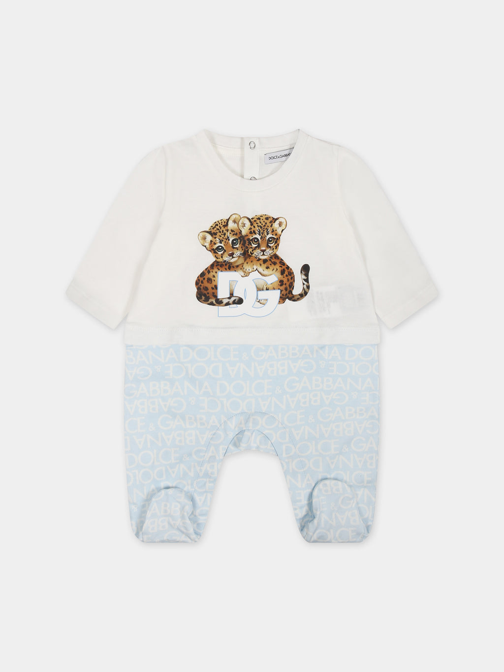 Ensemble bleu ciel pour bébé garçon avec logo et léopards