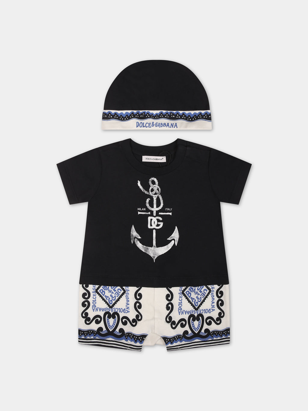 Ensemble bleu pour bébé garçon avec imprimé bandana et logo