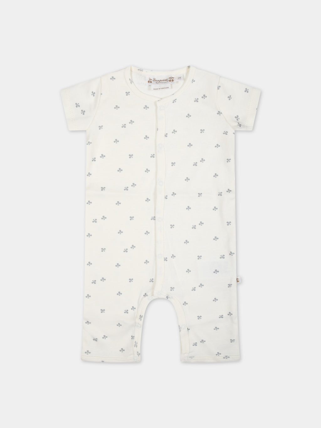 White babygrow for baby girl with trefoil