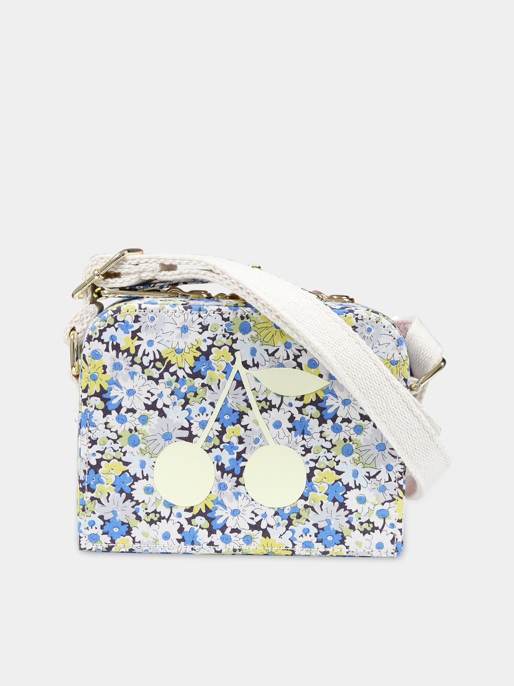 Light blue bag for girl with floral pattern